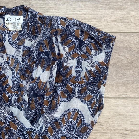 Escada Blue and Brown Patterned Blouse - Picture 3 of 12